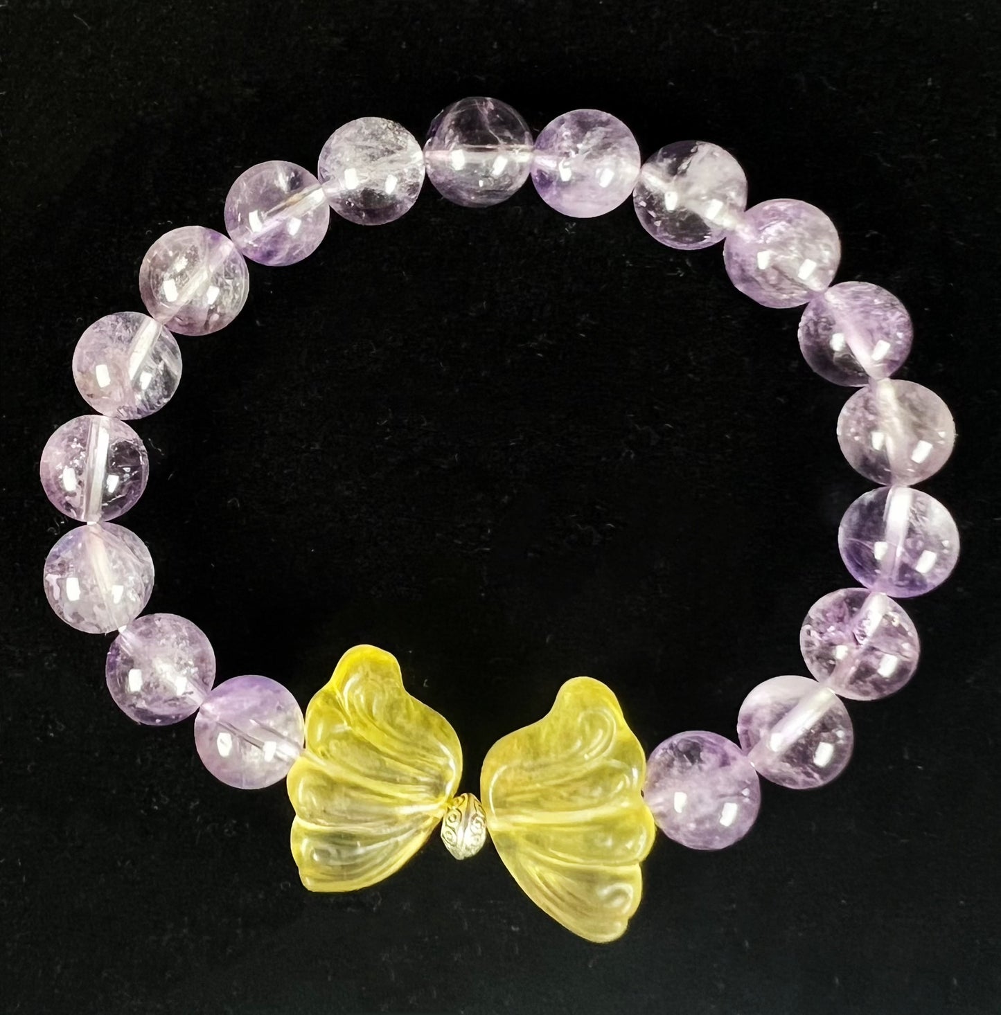 Natural Amethyst, Wing-shaped Fluorite, and Sterling Silver accessories Bracelet.